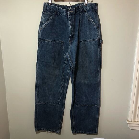 Carhartt mens 38x32 double knee dungaree fit carpenter jeans B73 DST vintage - Picture 2 of 11